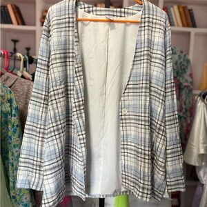 Melrose and Market Checkered Open-Front Blazer